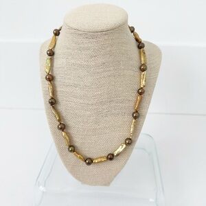 NWT Genuine Gold-Colored Pearls Necklace Gold Bronze Yellow